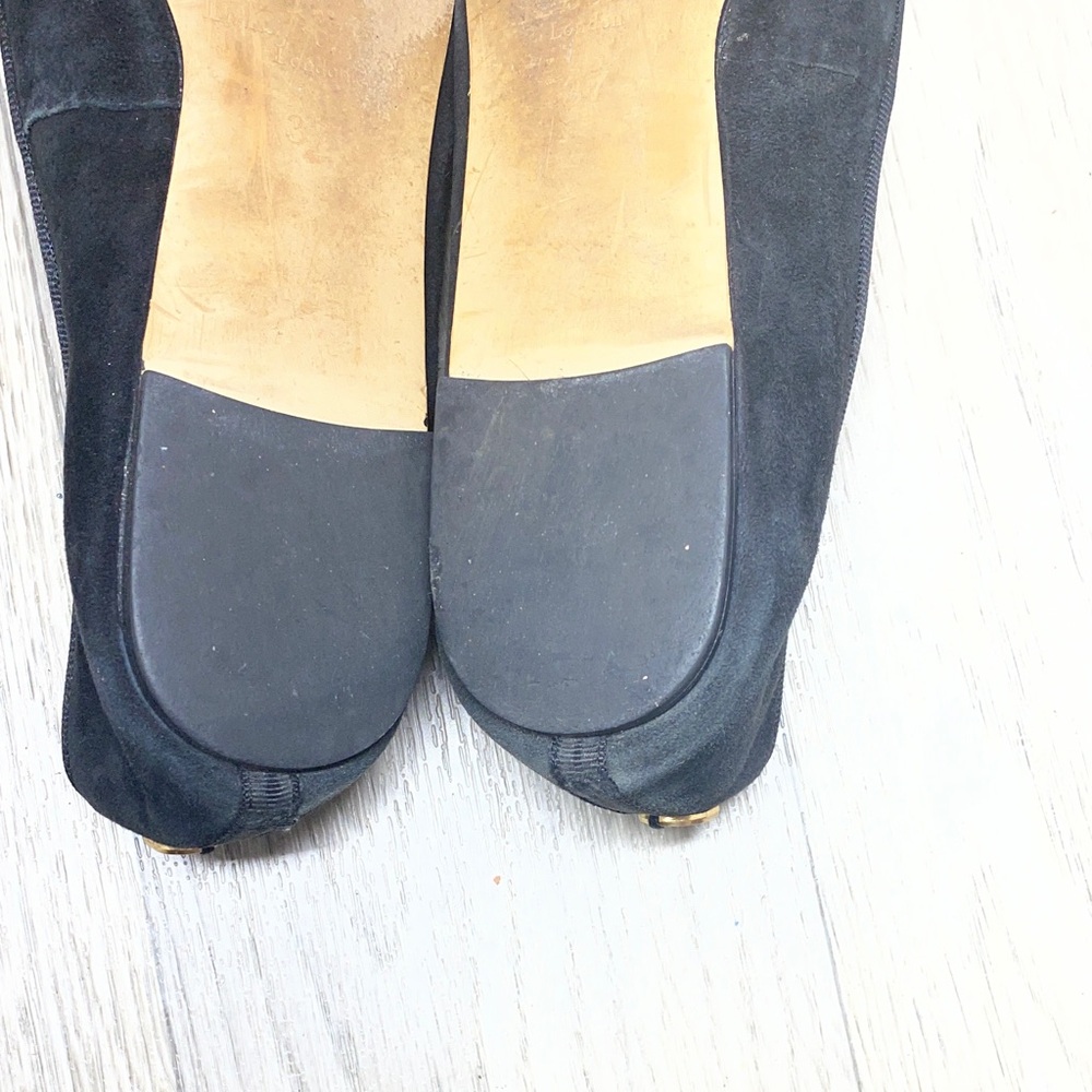 LK Bennett Black Suede Bow Ballet Flats - Picture 9 of 11